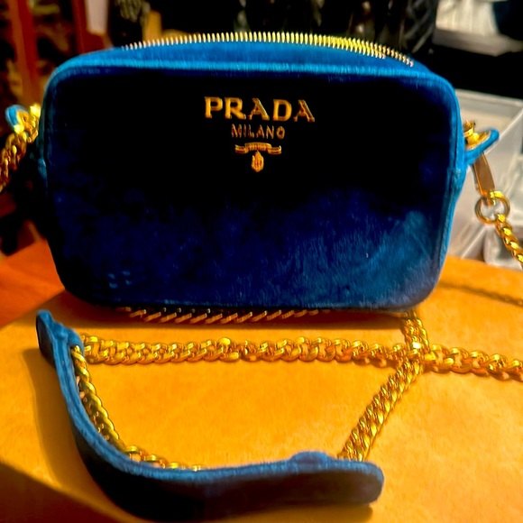 Blue velvet prada bag bought at saks - Picture 1 of 5
